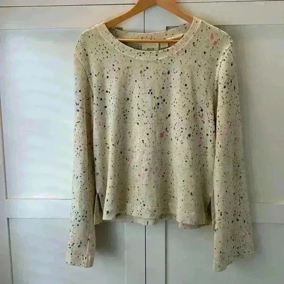 Maeve by Anthropologie Rainbow Paint Splatter Cropped Sweatshirt (NWOT) Medium - Picture 4 of 8